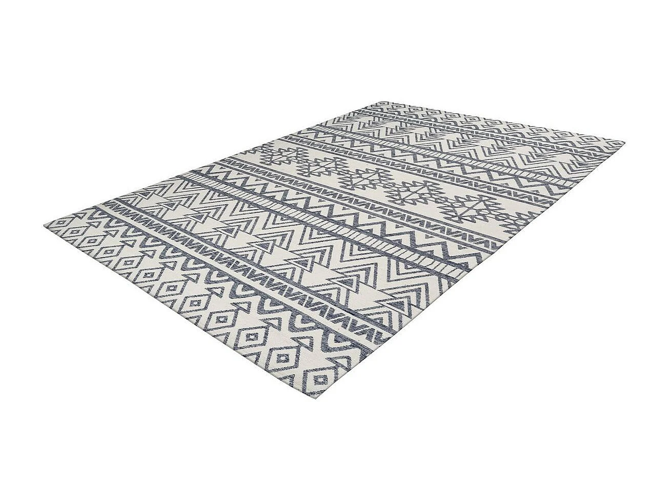 Tapis d'Extérieur Ethnique "Yoga" Anthracite & Ivoire 160 x 230 cm