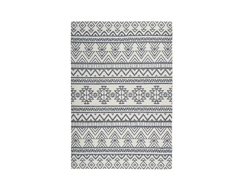 Tapis d'Extérieur Ethnique "Yoga" Anthracite & Ivoire 160 x 230 cm