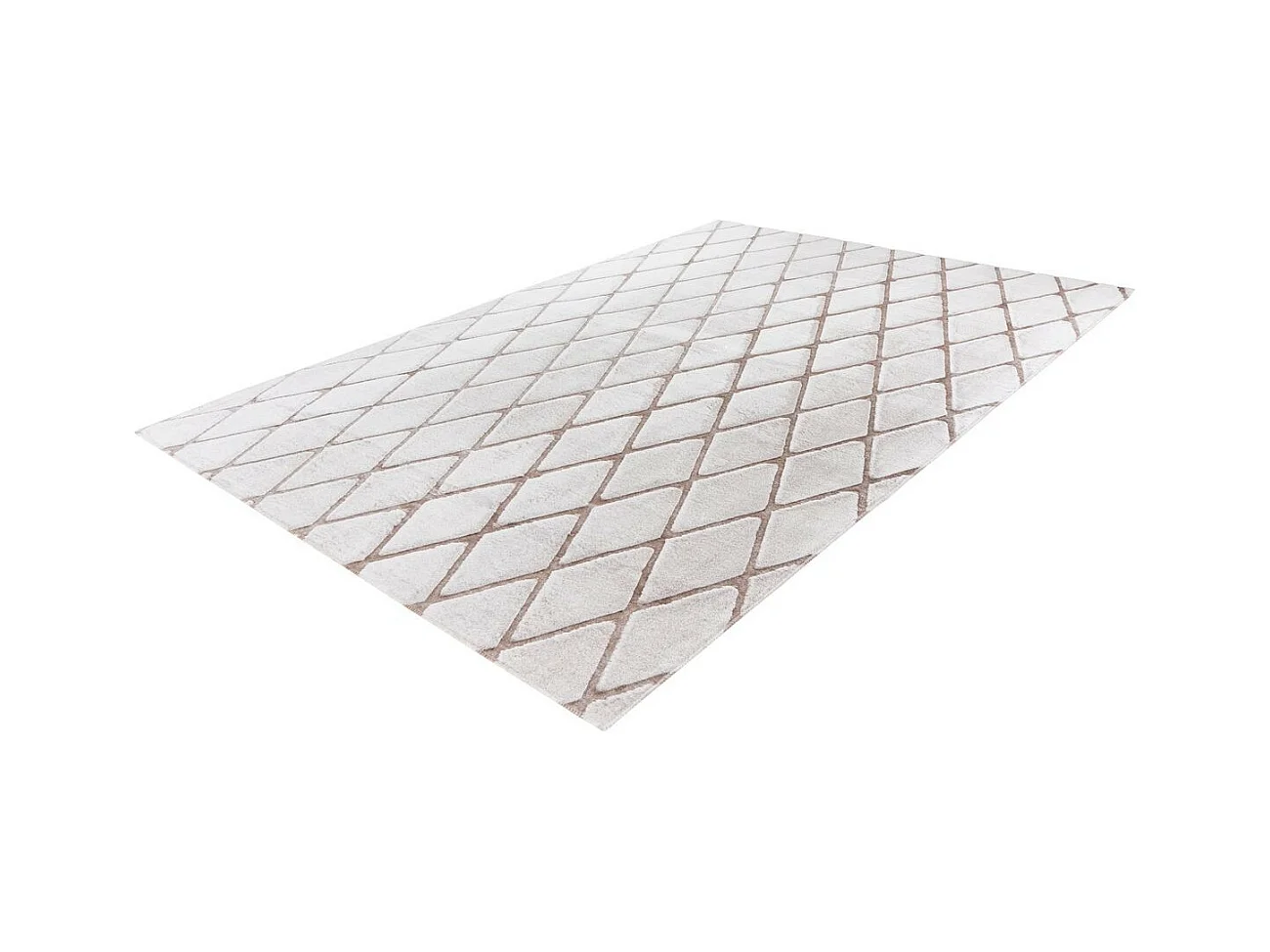 Tapis Shaggy Géométrique "Vivica" Blanc & Taupe 80 x 150 cm