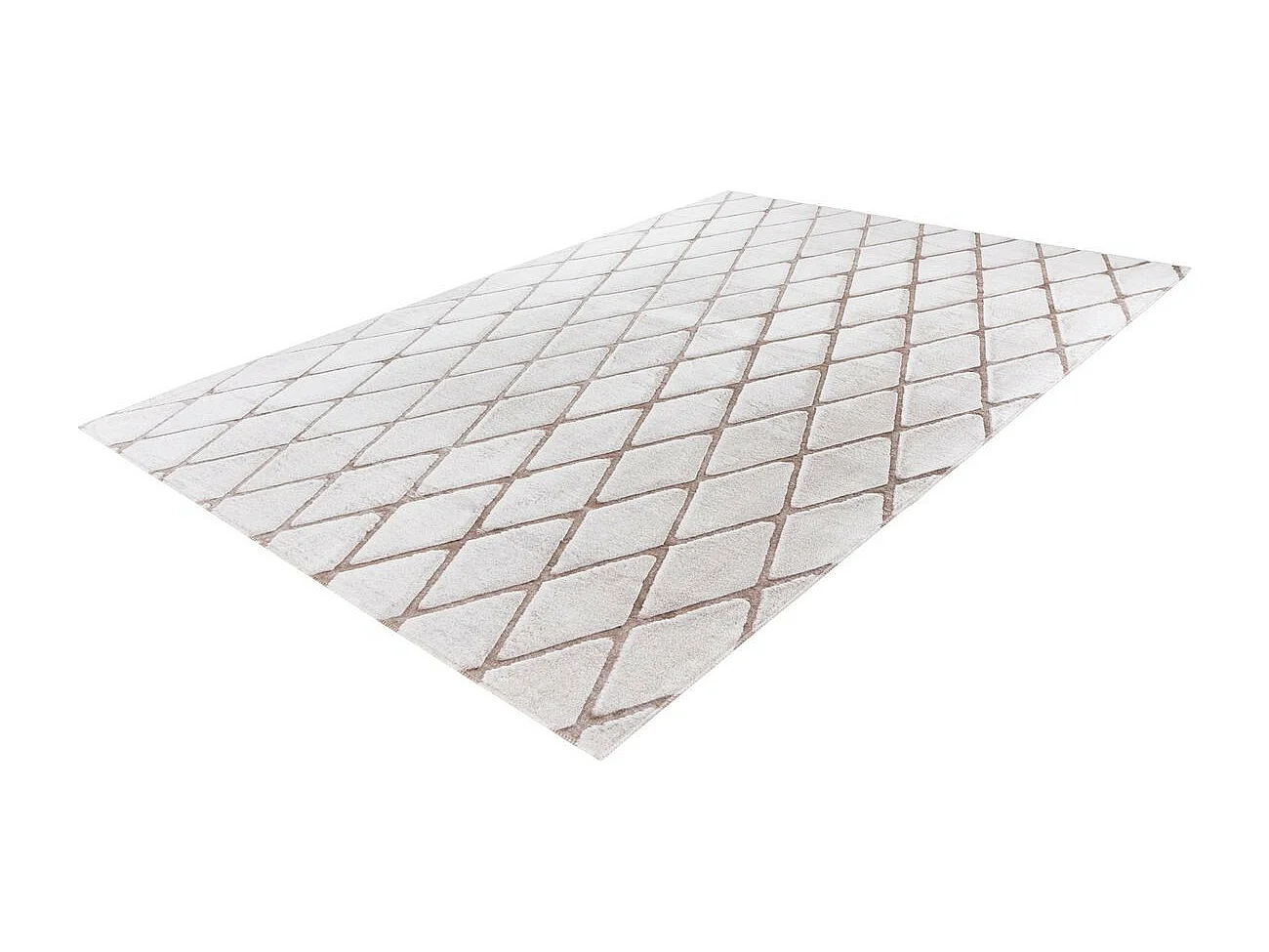 Tapis Shaggy Géométrique "Vivica" Blanc & Taupe 80 x 150 cm