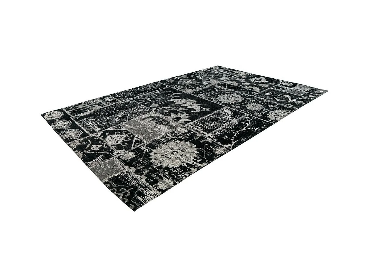 Tapis Imprimé Vintage "River" Gris & Noir 80 x 150 cm