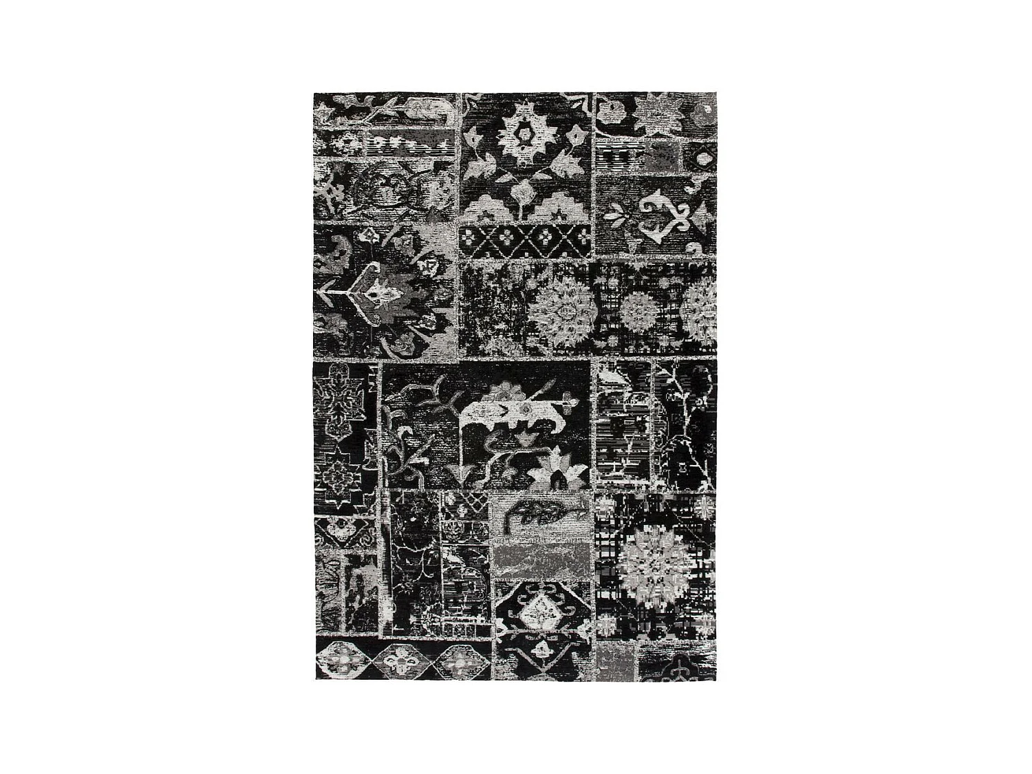 Tapis Imprimé Vintage "River" Gris & Noir 80 x 150 cm