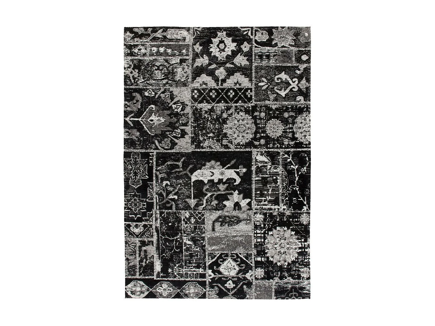 Tapis Imprimé Vintage "River" Gris & Noir 80 x 150 cm