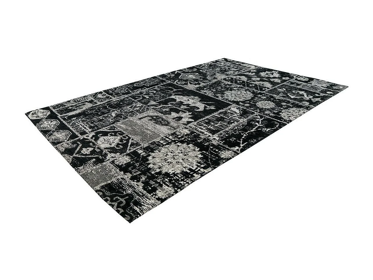 Tapis Imprimé Vintage "River" Gris & Noir 80 x 150 cm