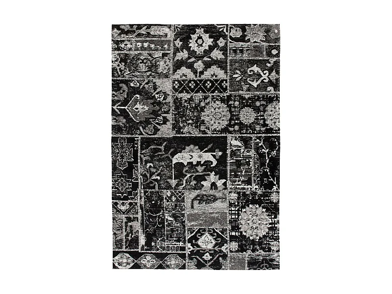 Tapis Imprimé Vintage "River" Gris & Noir 80 x 150 cm