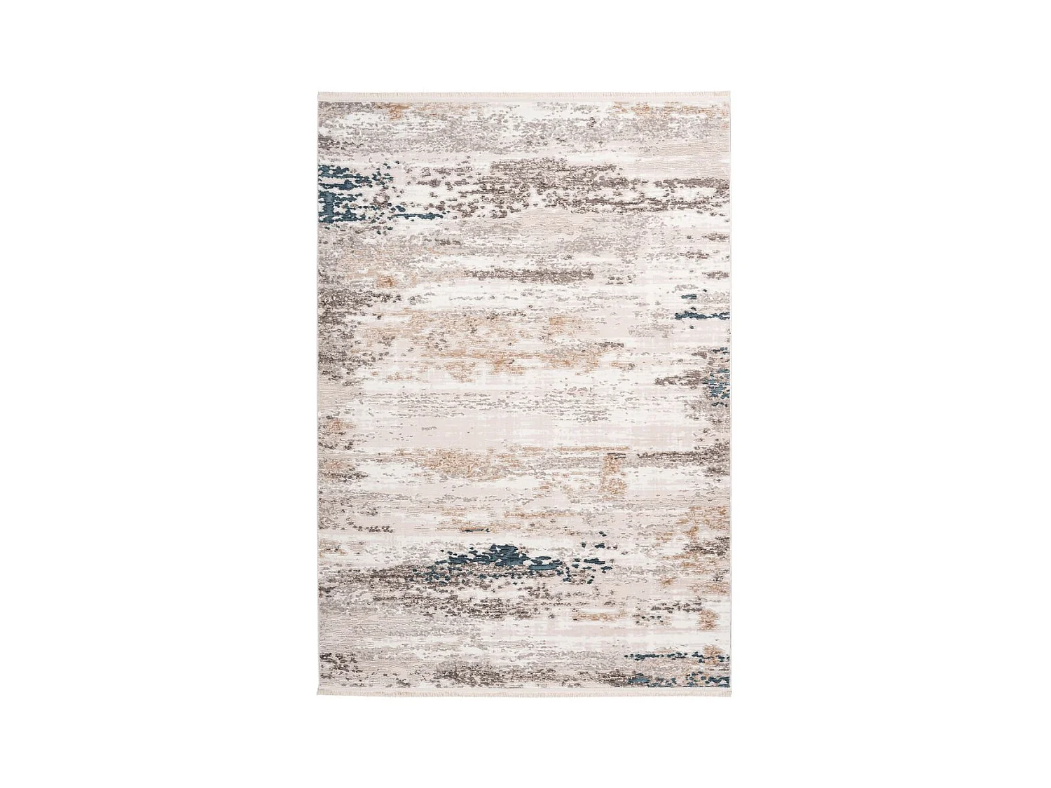 Tapis Vintage à Franges "Akropolis III" Gris & Bleu 80 x 150 cm