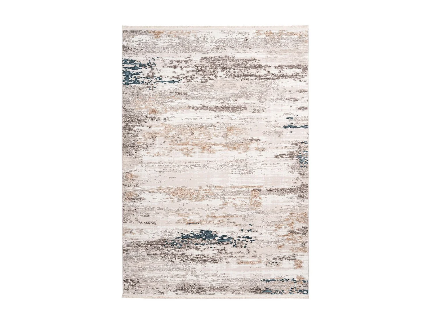 Tapis Vintage à Franges "Akropolis III" Gris & Bleu 80 x 150 cm