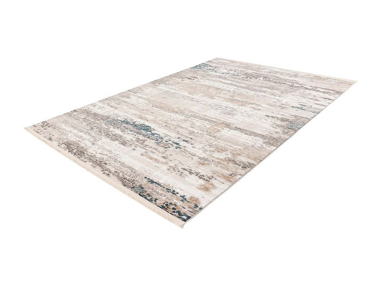 Tapis Vintage à Franges "Akropolis III" Gris & Bleu 80 x 150 cm