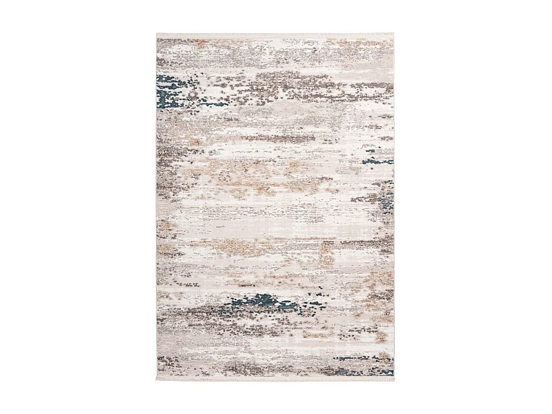 Tapis Vintage à Franges "Akropolis III" Gris & Bleu 80 x 150 cm