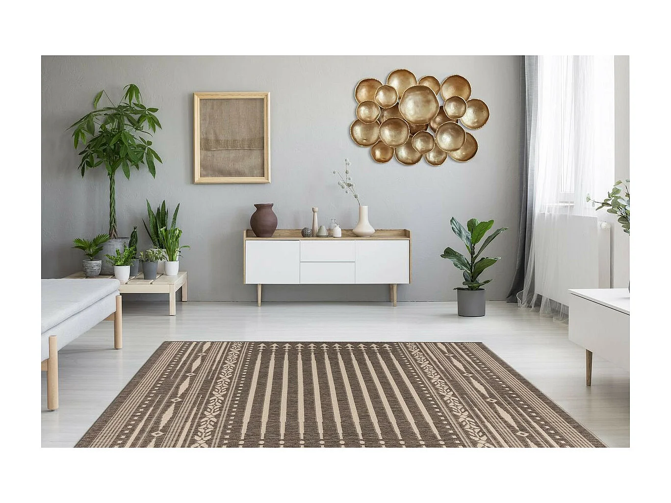 Tapis Imprimé à Poils Plats "Splash" Marron 160 x 230 cm