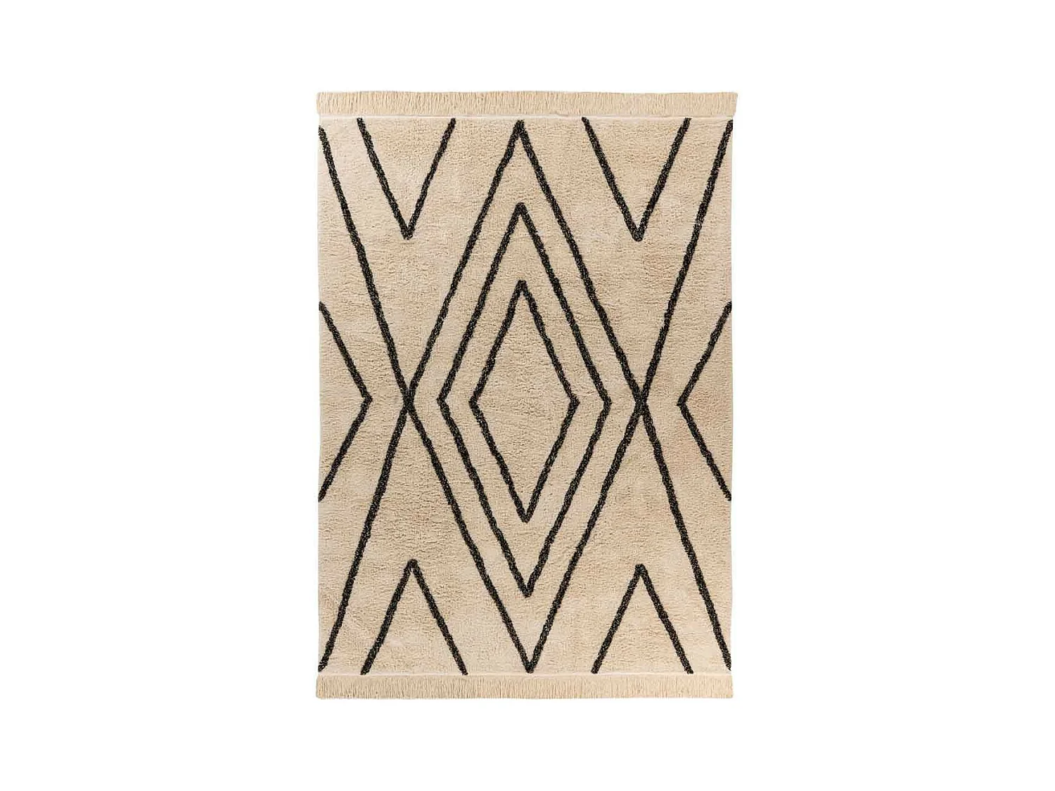 Tapis Tufté à la Main Ethnique "Mylen V" Beige & Noir 120 x 170 cm