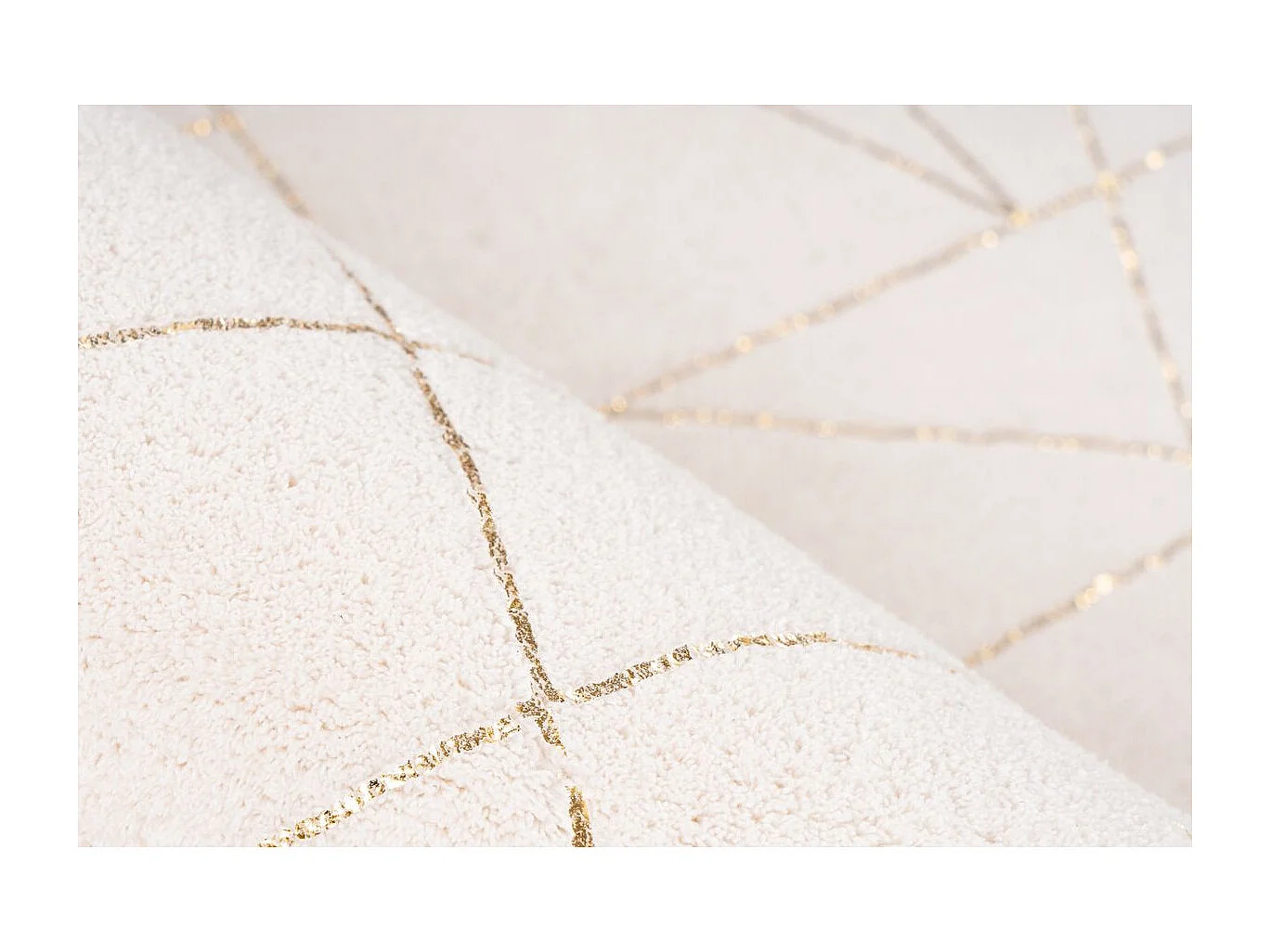 Tapis Géométrique à Poils Longs "Bijou" Blanc & Or 120 x 170 cm
