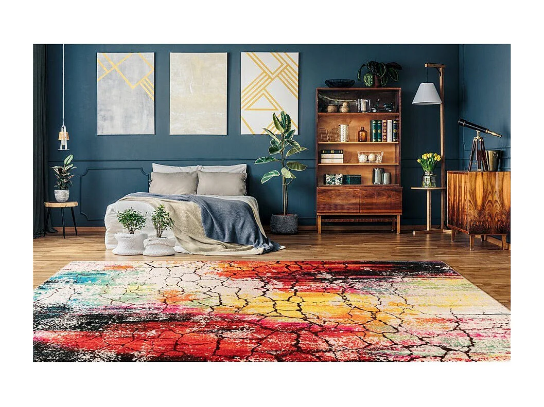 Tapis Tissé Doux à Poils Plats "Saphira" Multicolore 120 x 170 cm