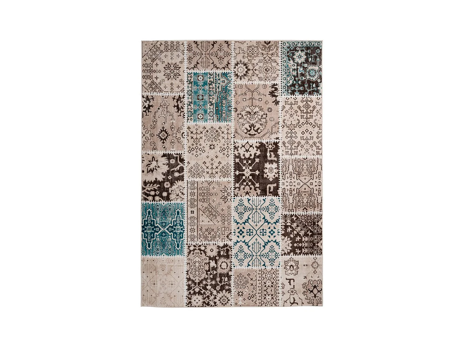 Tapis Patchwork à Poils Courts "Ariya" Taupe 120 x 170 cm