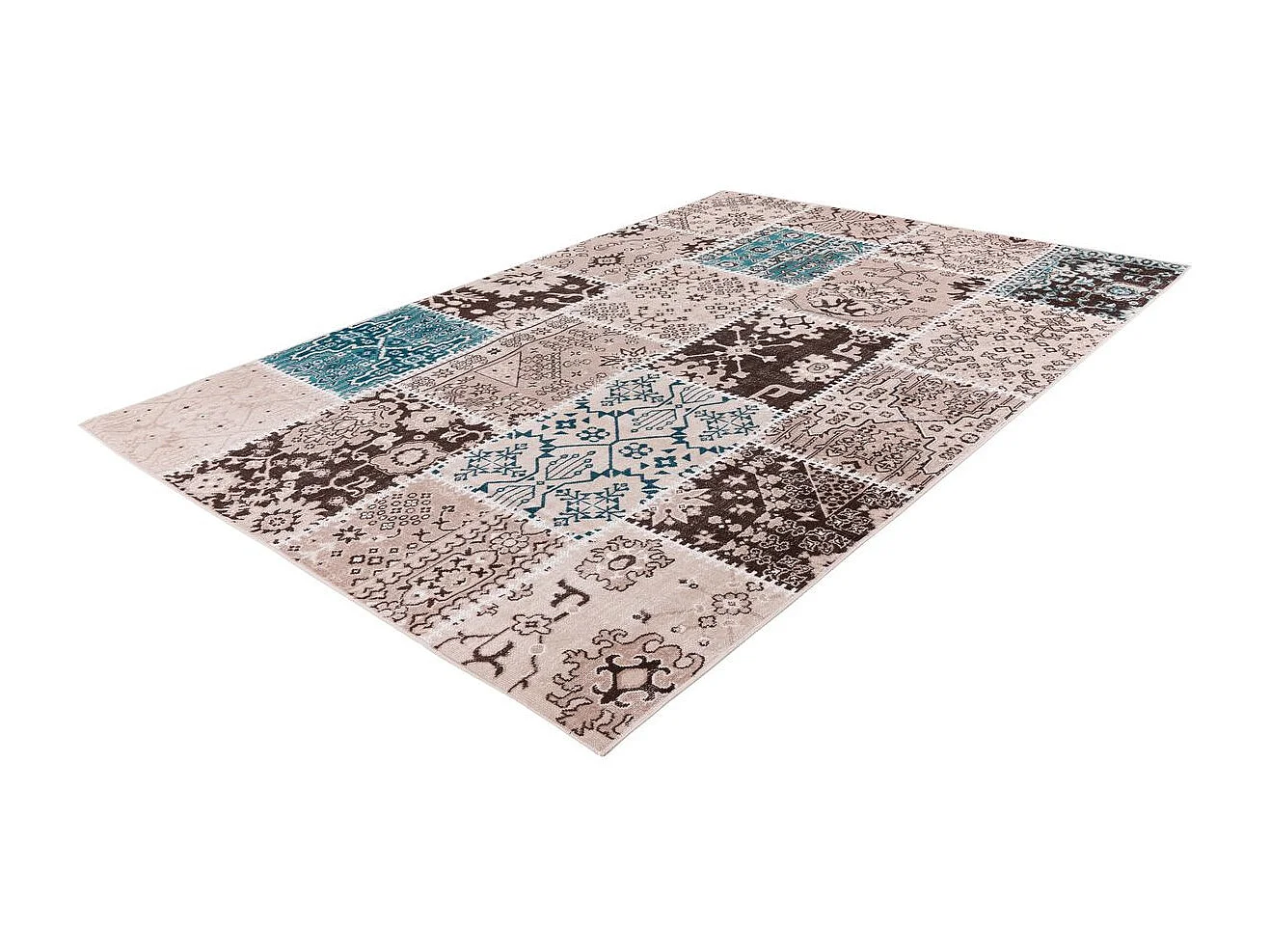 Tapis Patchwork à Poils Courts "Ariya" Taupe 120 x 170 cm