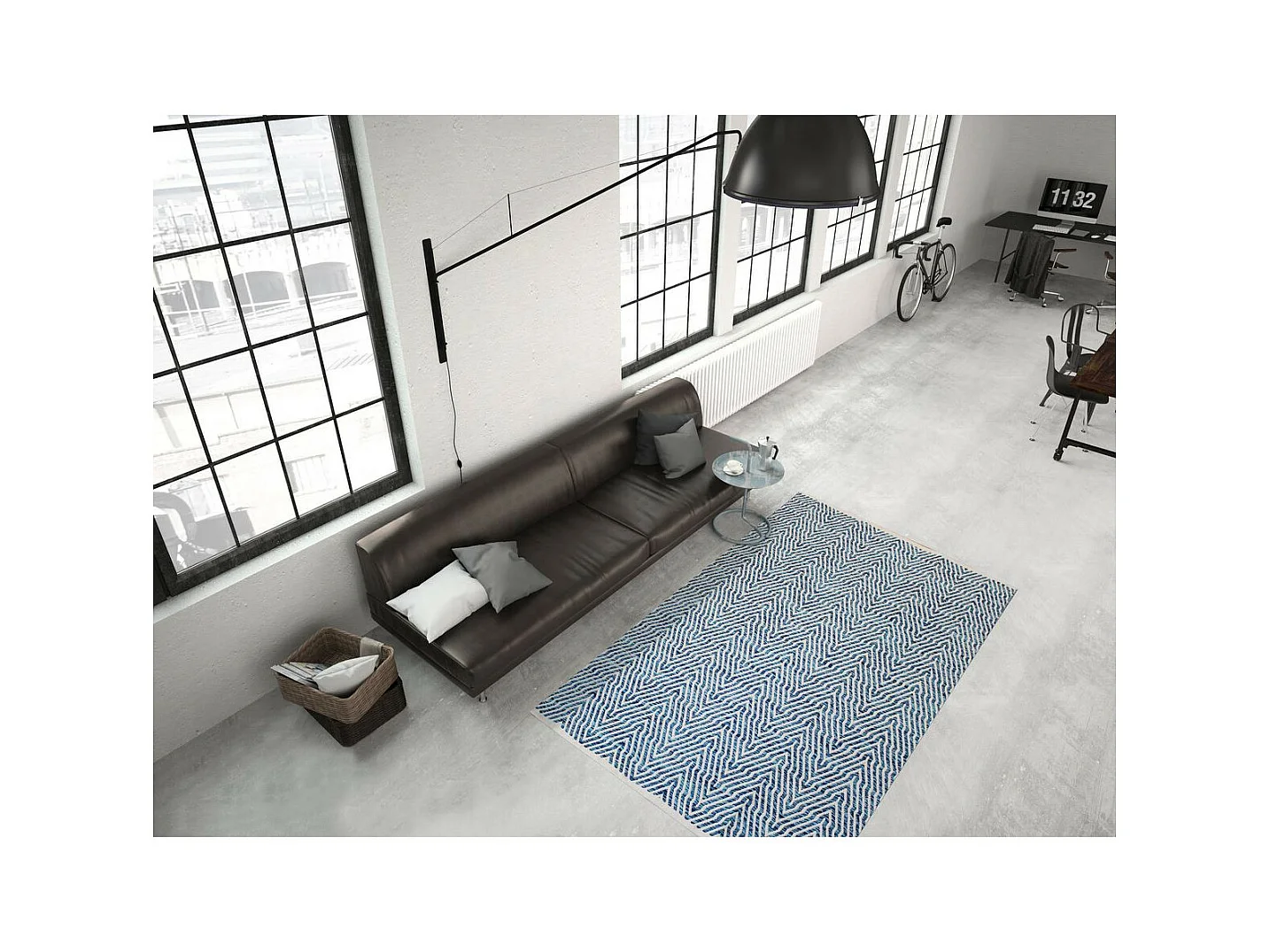 Tapis Rayé Fait Main "Aperitif" Bleu 160 x 230 cm