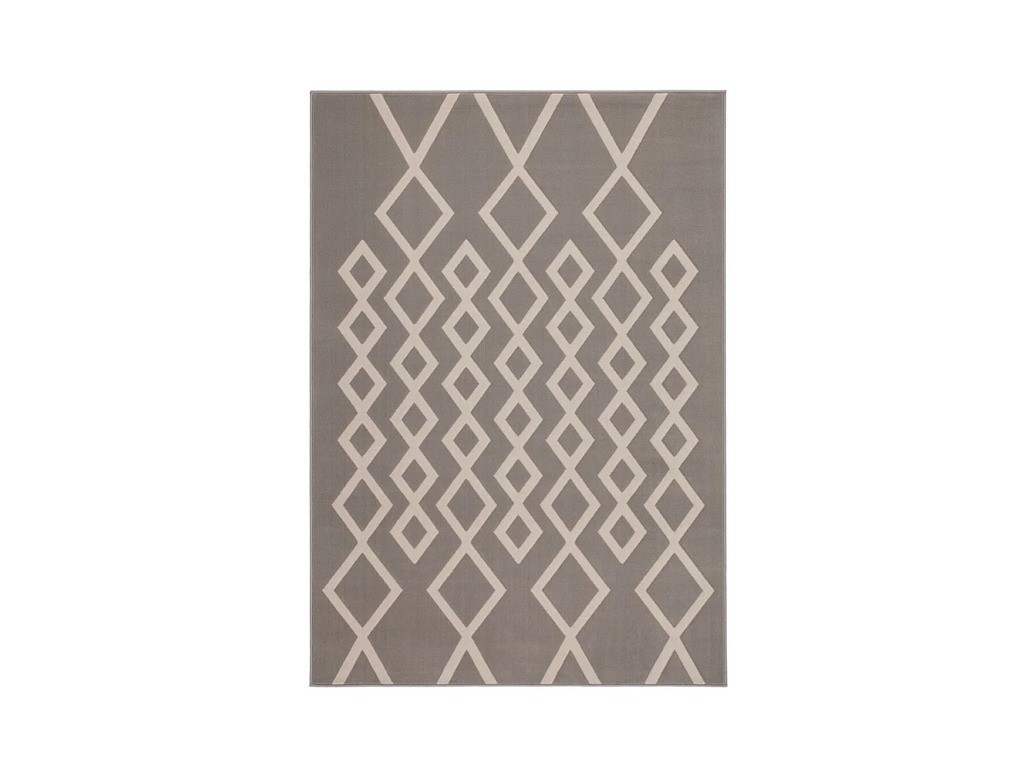 Tapis Géométrique à Poils Courts "Lina" Taupe & Ivoire 80 x 300 cm