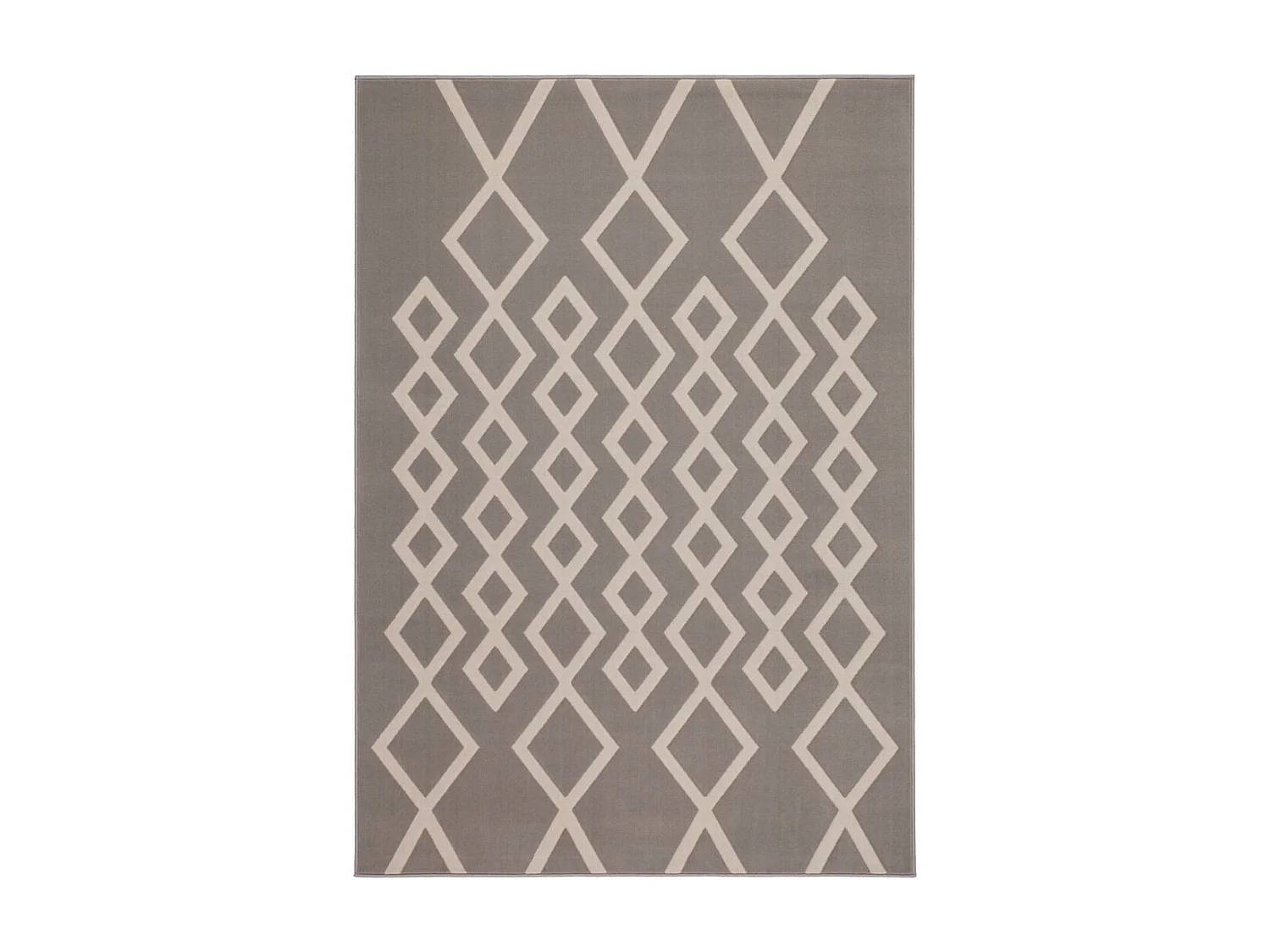 Tapis Géométrique à Poils Courts "Lina" Taupe & Ivoire 80 x 300 cm