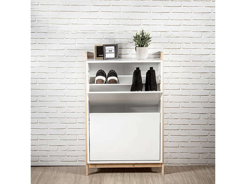 Meuble A Chaussures Copenhague Blanc, Marron