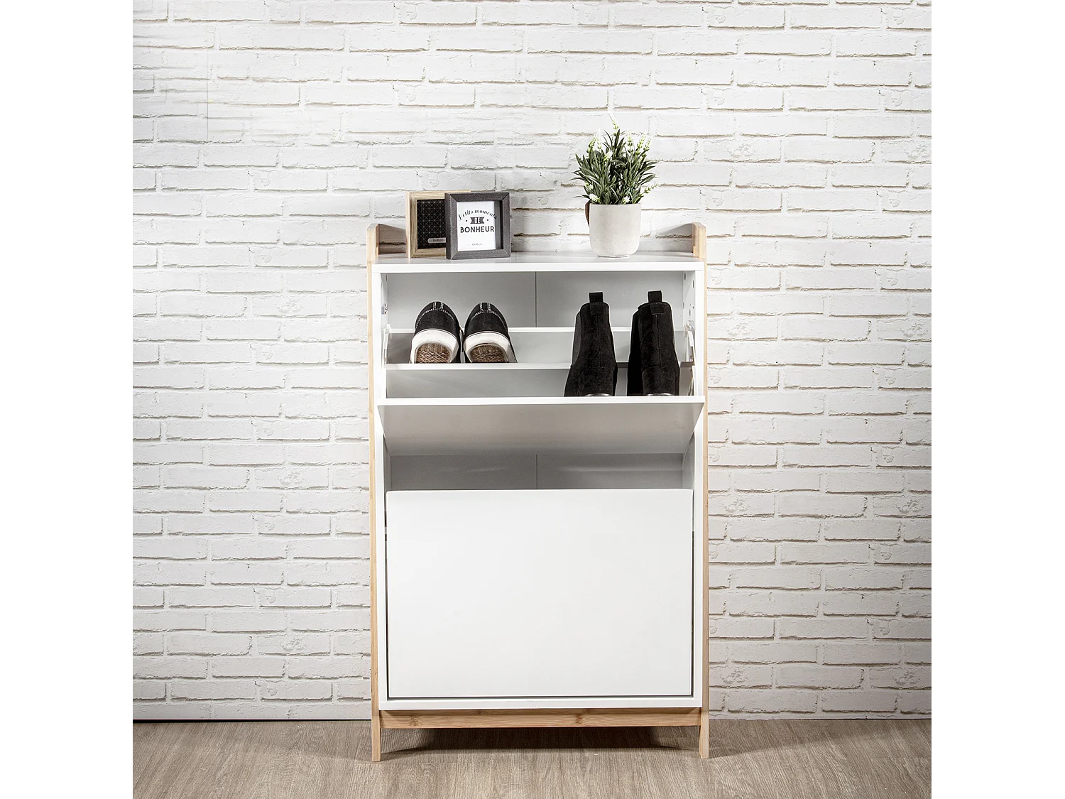 Meuble A Chaussures Copenhague Blanc, Marron