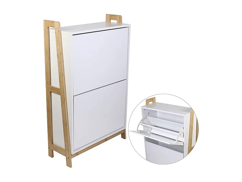 Meuble A Chaussures Copenhague Blanc, Marron