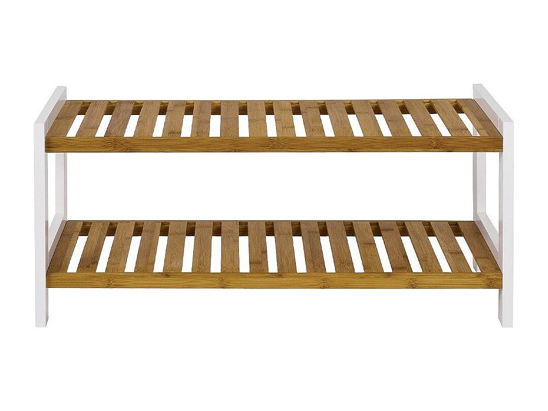 Schuhregal aus Bambus und weißer Dekoration - H34 cm