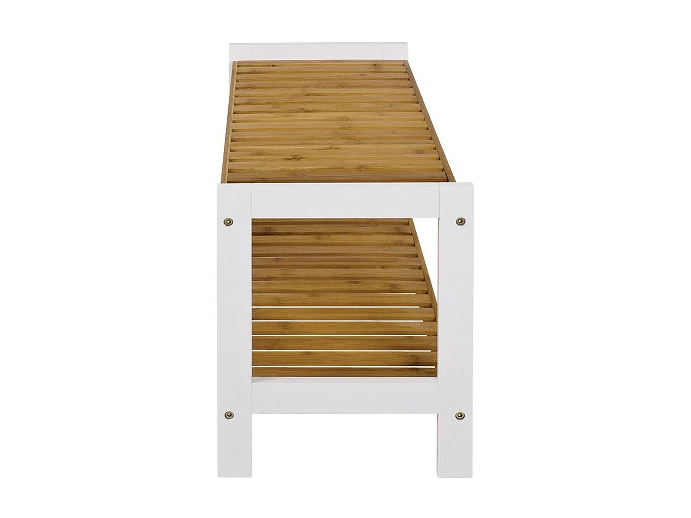 Schuhregal aus Bambus und weißer Dekoration - H34 cm