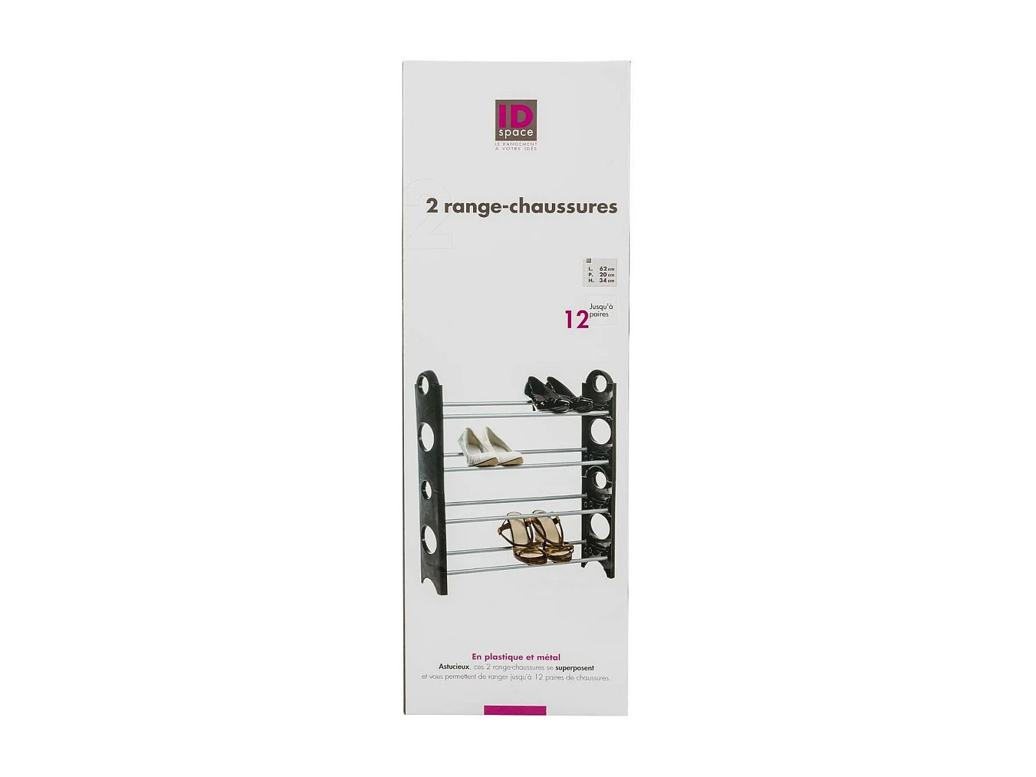 Lot de 2 Rack à Chaussures "Clipsables" 62cm Noir