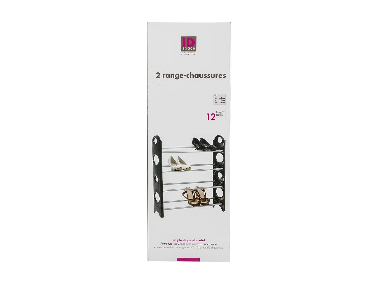 Lot de 2 Rack à Chaussures "Clipsables" 62cm Noir