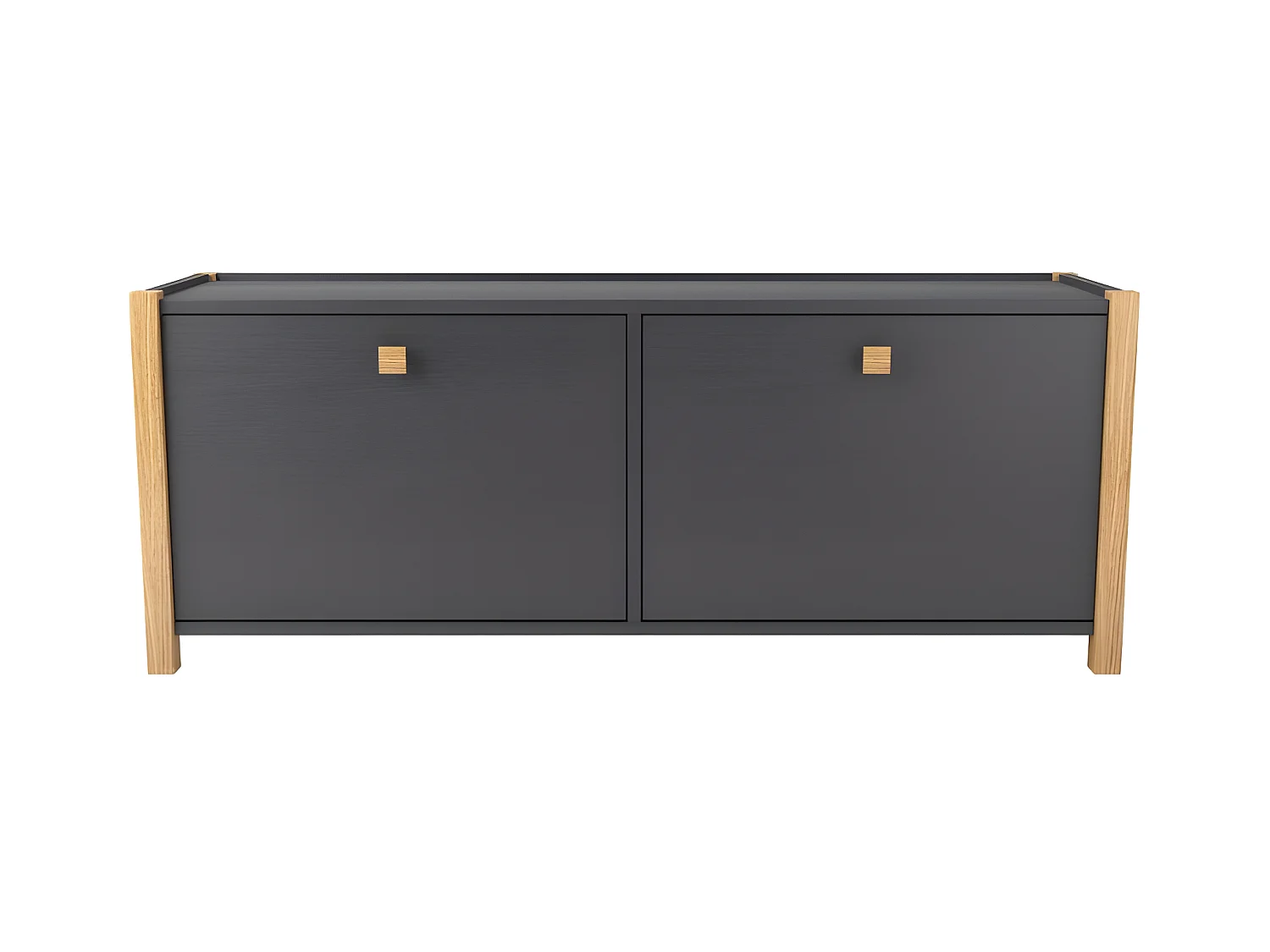 Meuble à Chaussures 2 Compartiments "Hannover" 125cm Gris