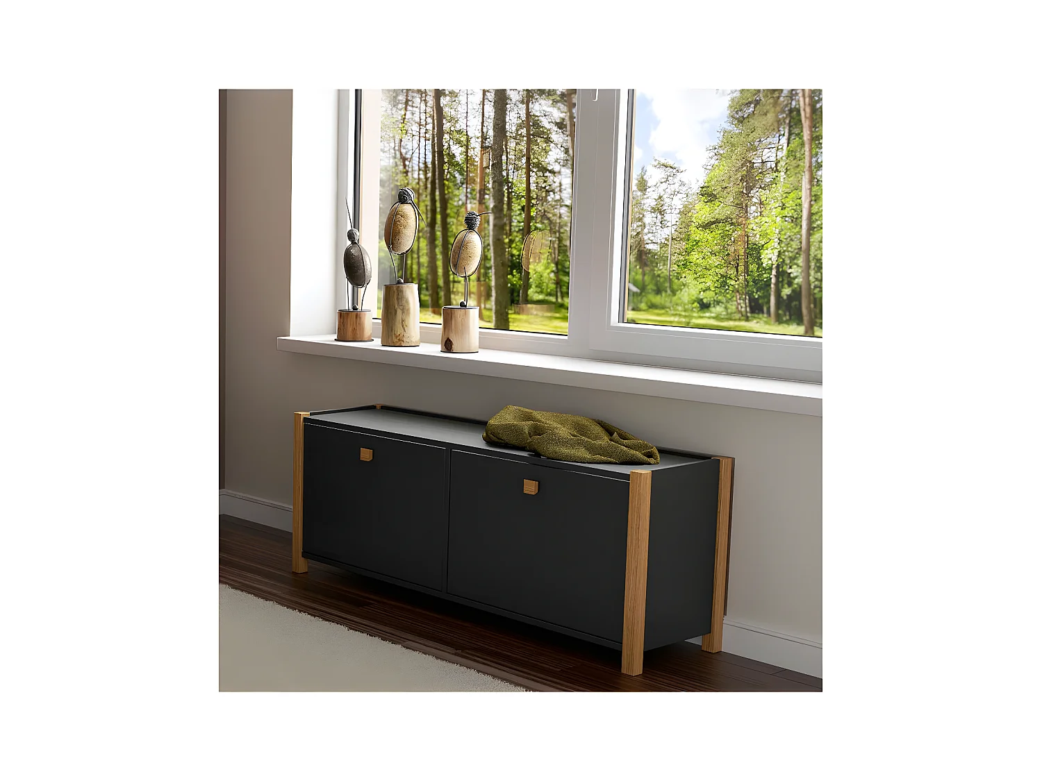 Meuble à Chaussures 2 Compartiments "Hannover" 125cm Gris