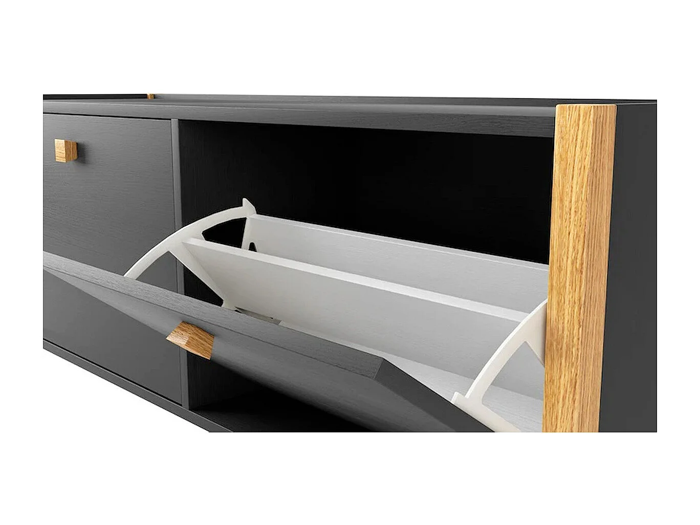 Meuble à Chaussures 2 Compartiments "Hannover" 125cm Gris