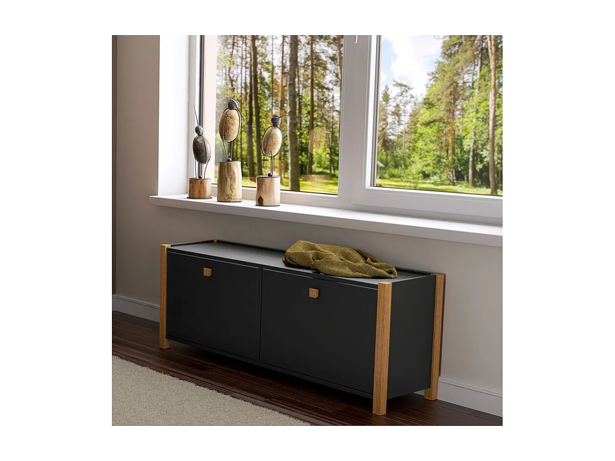 Meuble à Chaussures 2 Compartiments "Hannover" 125cm Gris