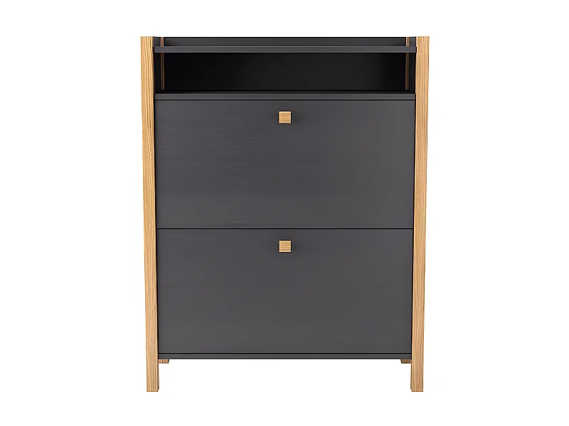 Meuble à Chaussures 2 Compartiments "Hannover" 107cm Gris