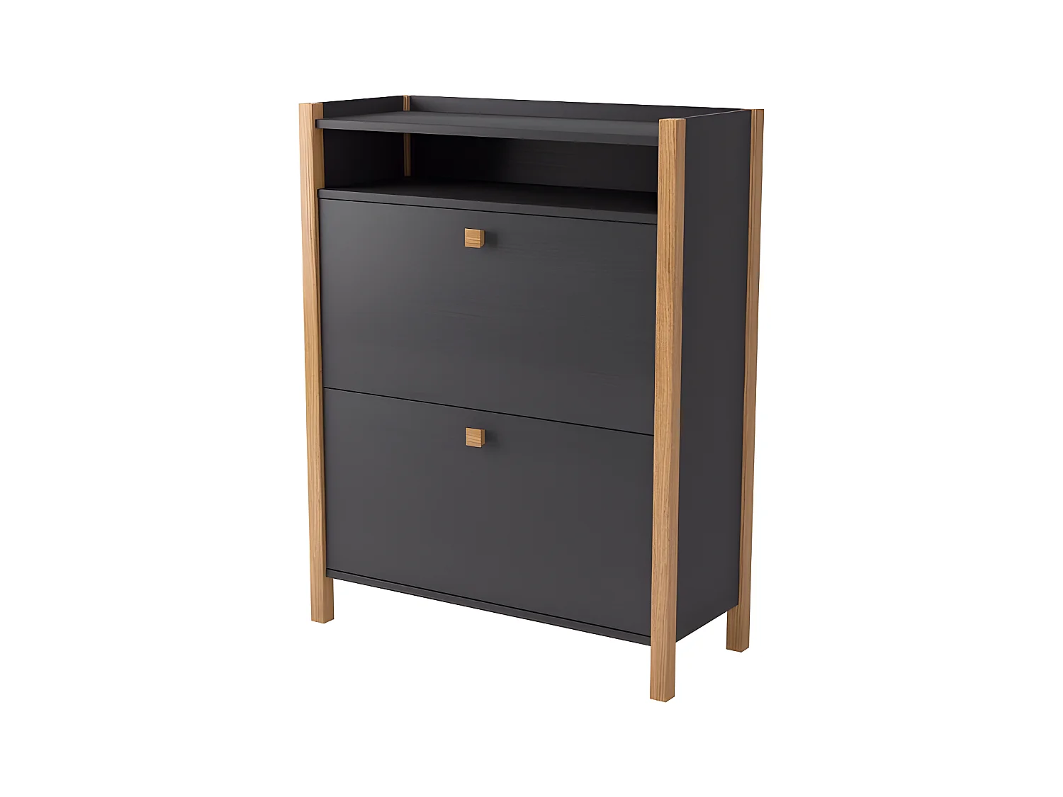 Meuble à Chaussures 2 Compartiments "Hannover" 107cm Gris