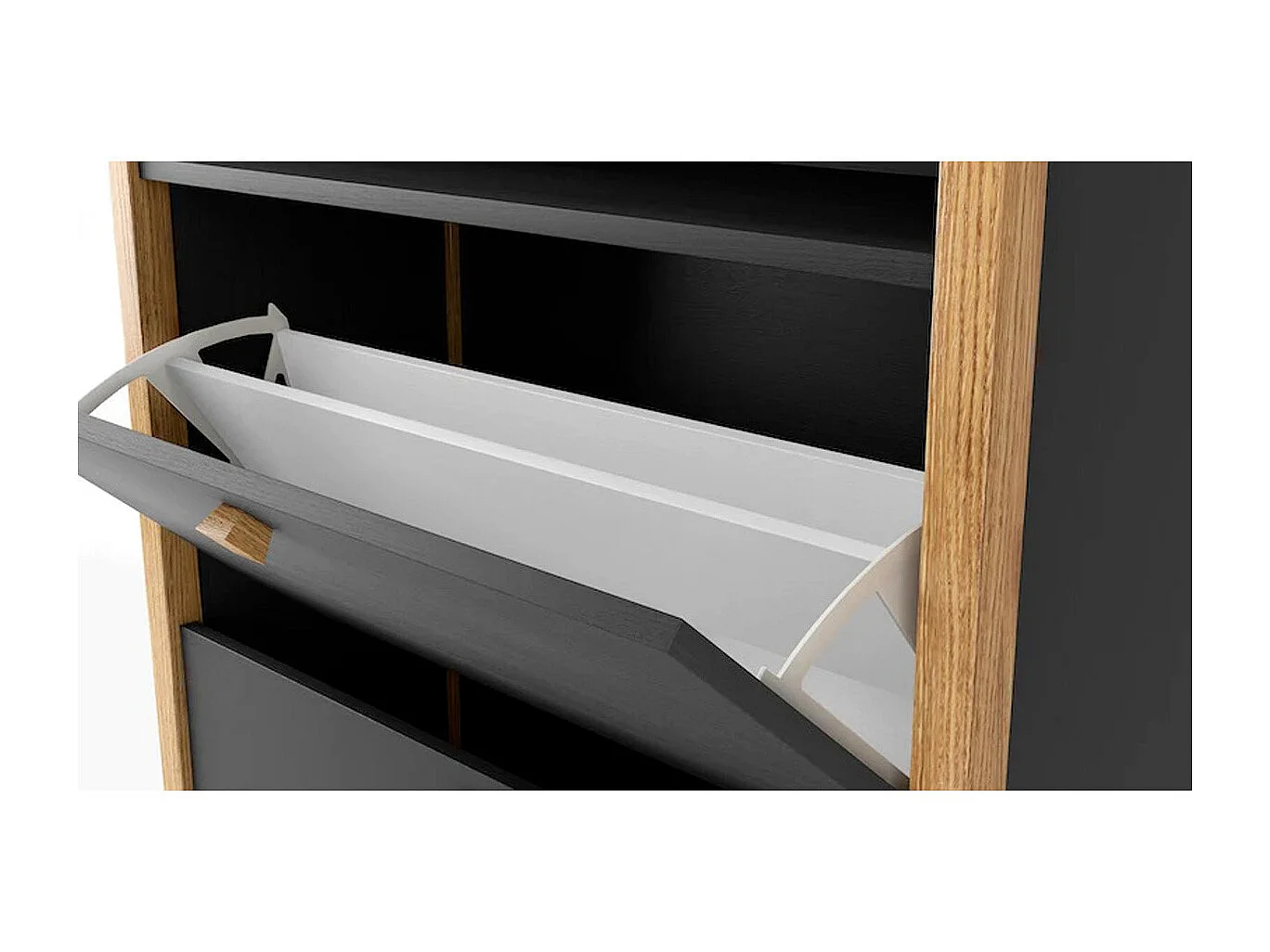 Meuble à Chaussures 2 Compartiments "Hannover" 107cm Gris