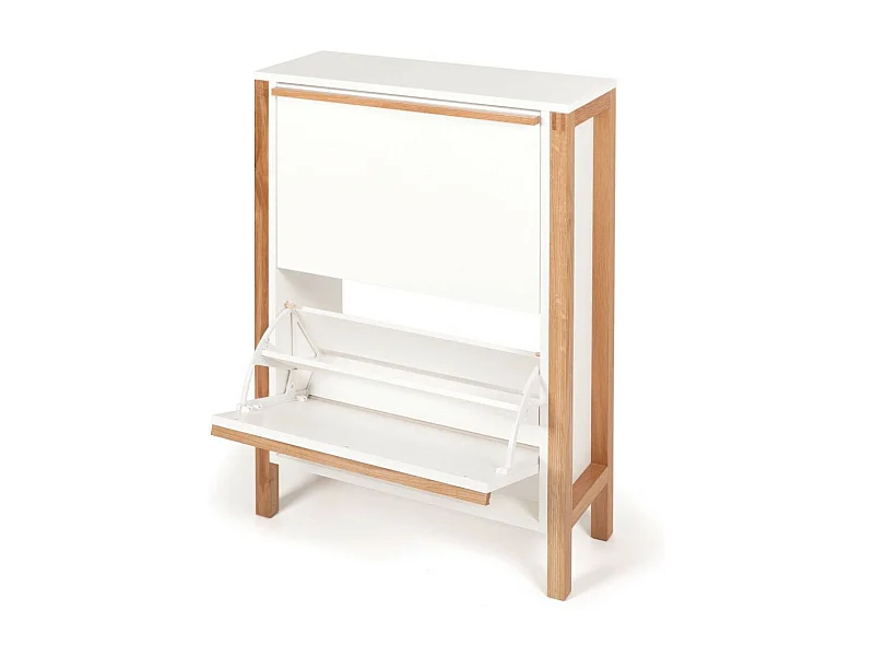 Meuble à Chaussures 2 Compartiments "Northgate" 93cm Blanc