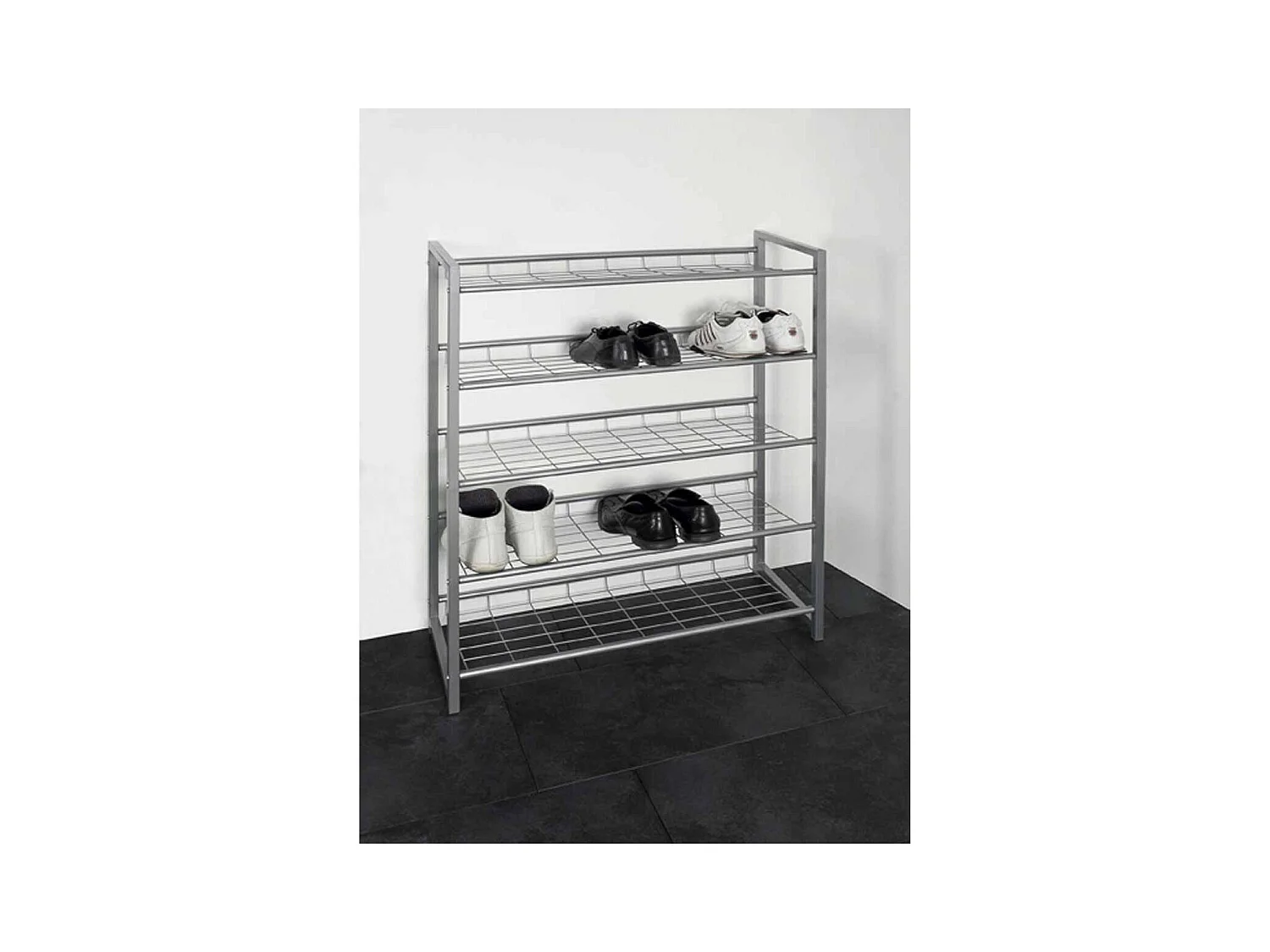 Range-Chaussures 5 Niveaux "Plase" 106cm Argent