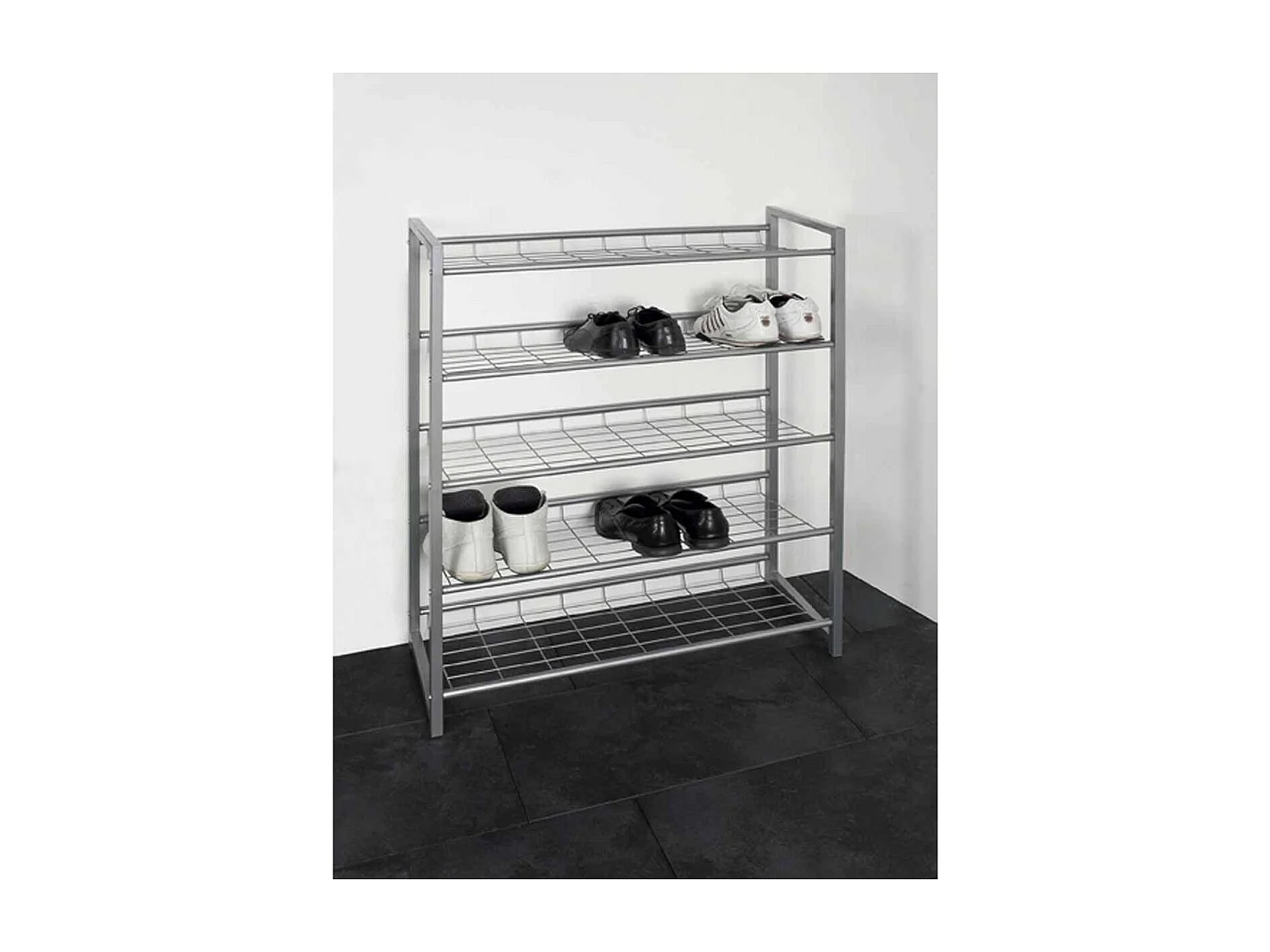 Range-Chaussures 5 Niveaux "Plase" 106cm Argent