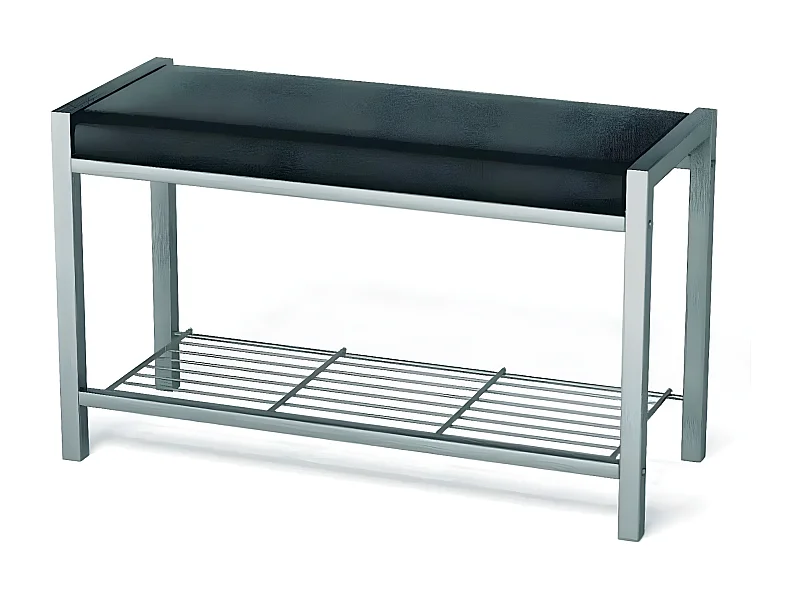 Range-Chaussures Effet Cuir "Paula" 80cm Noir