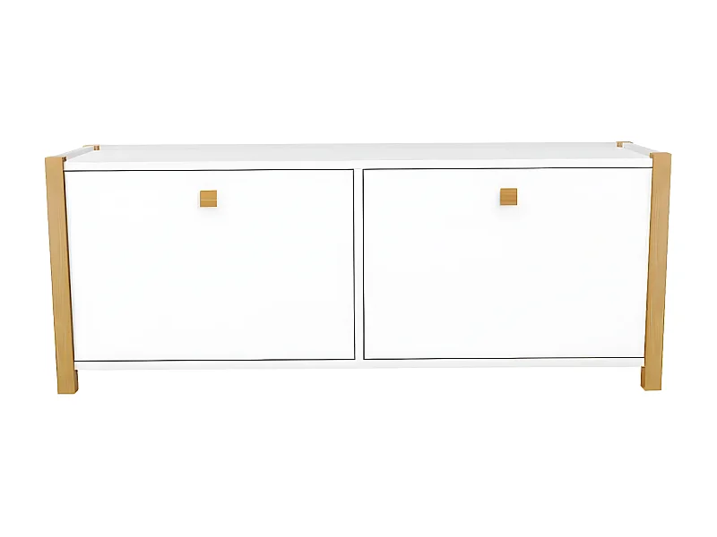 Meuble à Chaussures 2 Compartiments "Hannover" 125cm Blanc