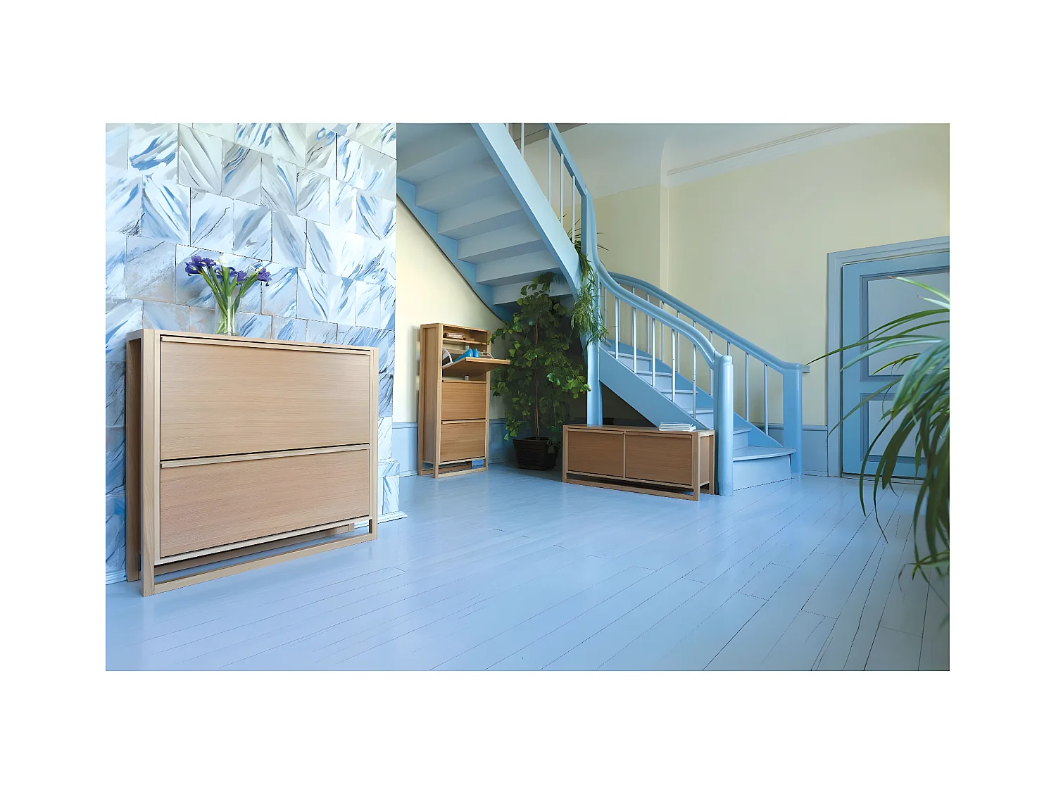 Meuble à Chaussures 3 Compartiments "NewEst" 138cm Chêne