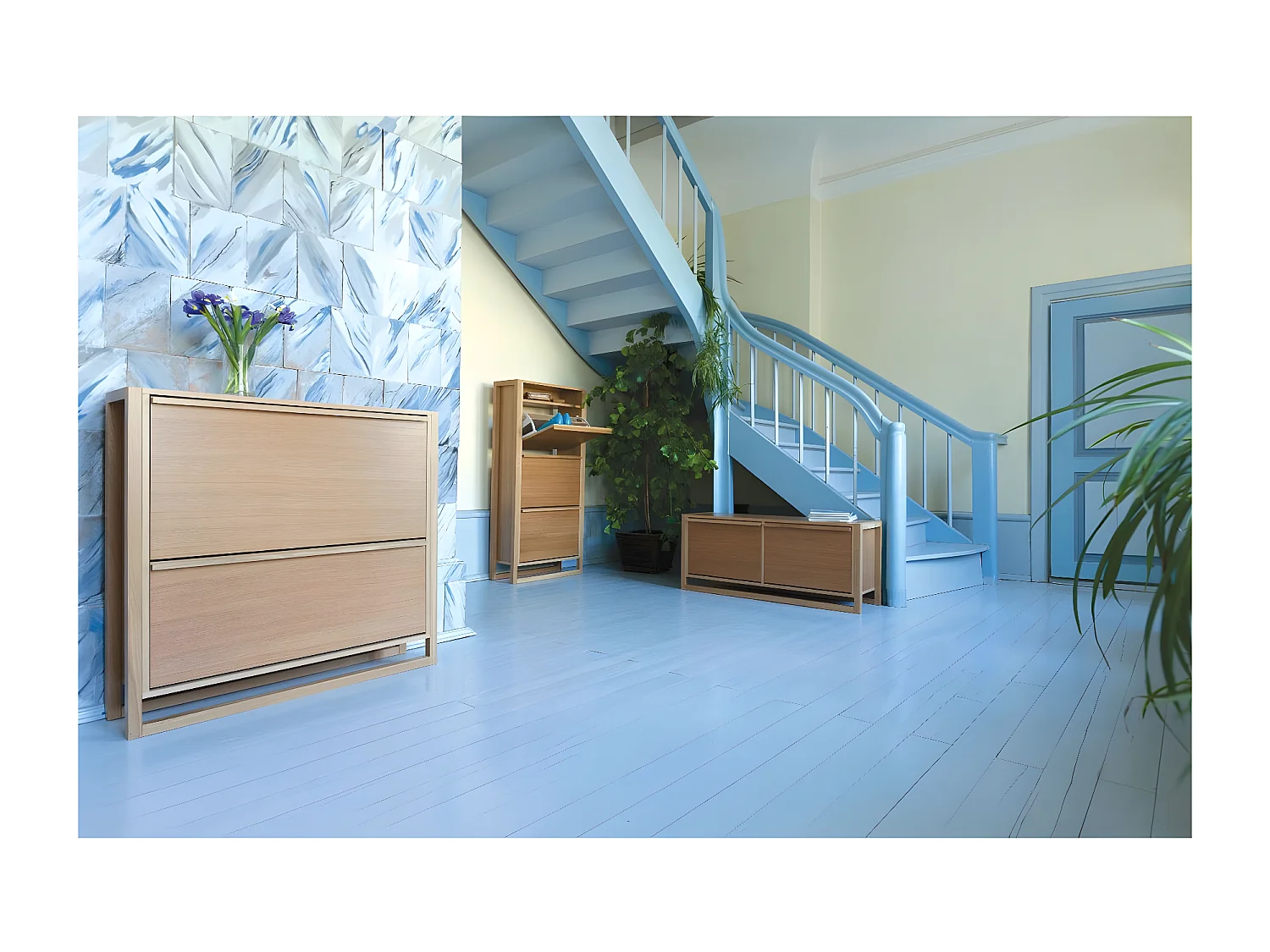 Meuble à Chaussures 3 Compartiments "NewEst" 138cm Chêne