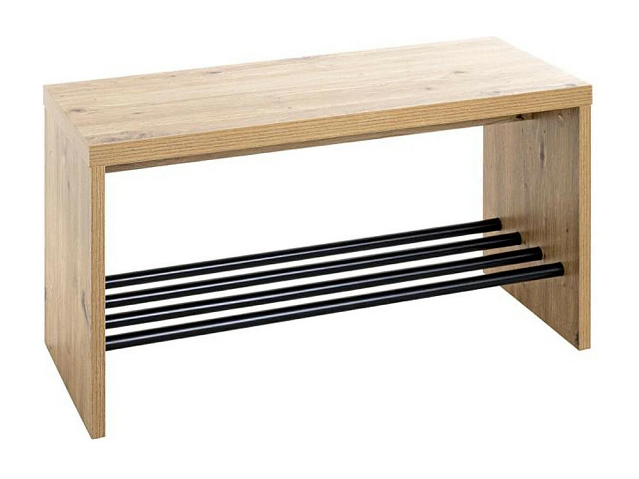 Banc à Chaussures "Wilfried" 70cm Chêne & Noir
