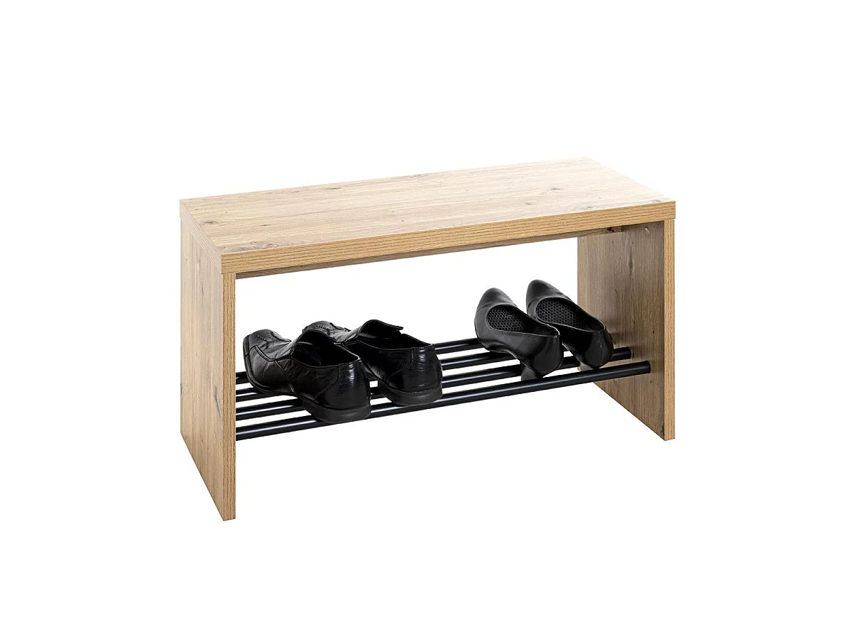 Banc à Chaussures "Wilfried" 70cm Chêne & Noir