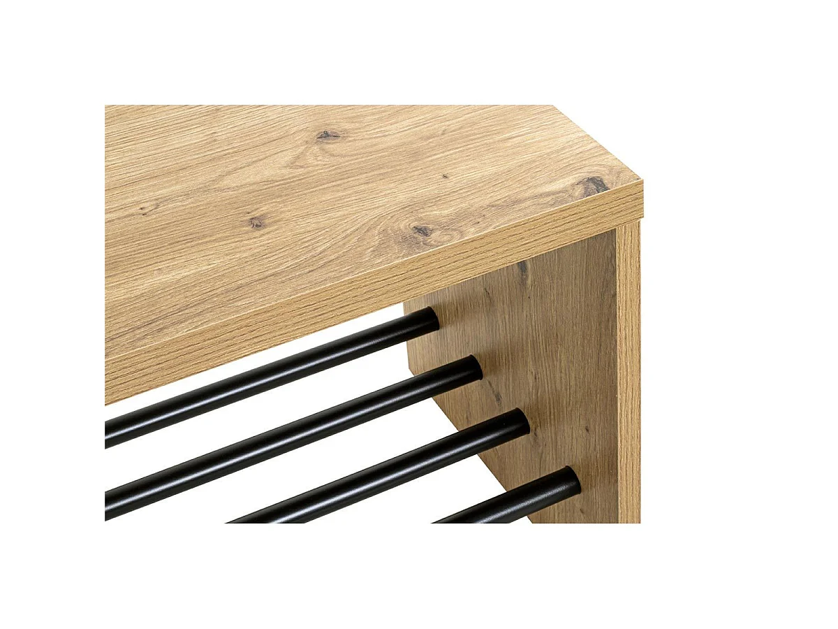 Banc à Chaussures "Wilfried" 70cm Chêne & Noir
