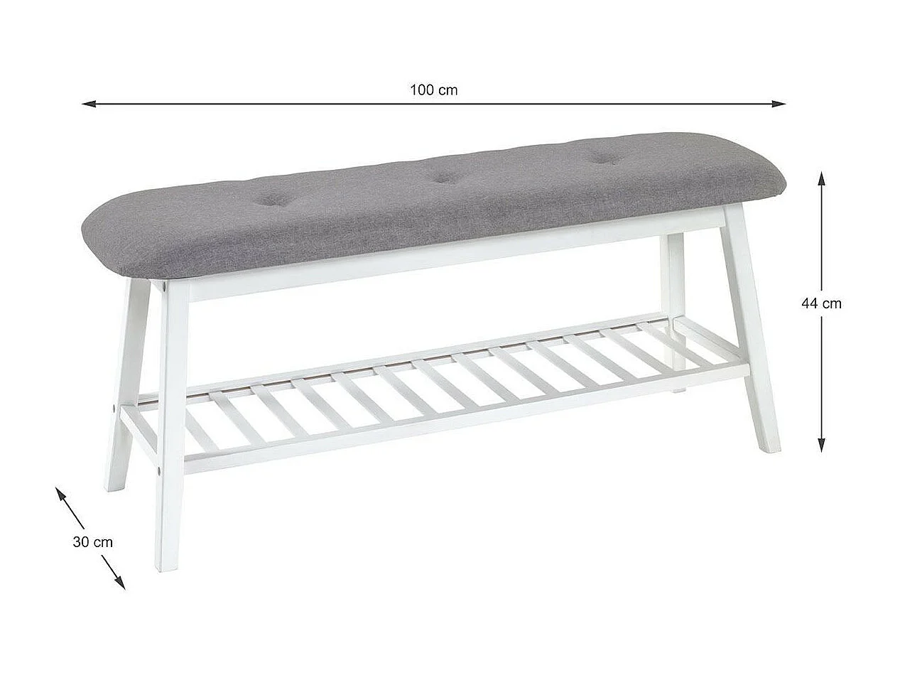 Range-Chaussures & Banc "Bambou" 100cm Blanc