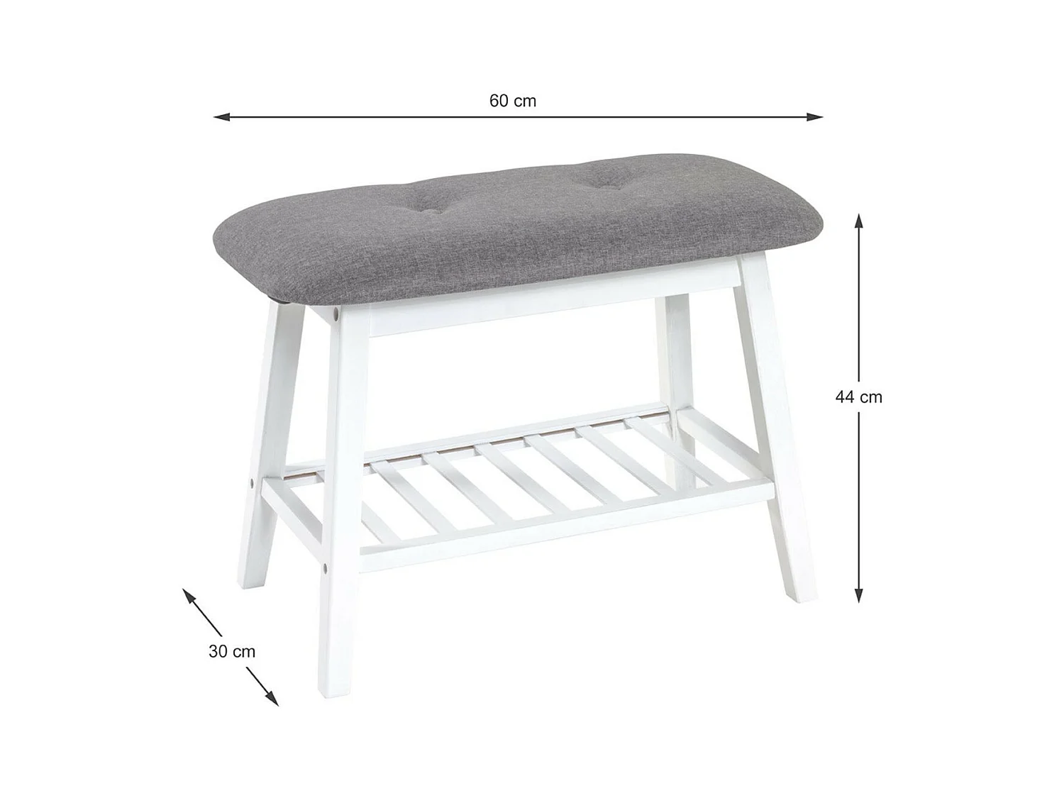 Range-Chaussures & Banc "Bambou" 60cm Blanc