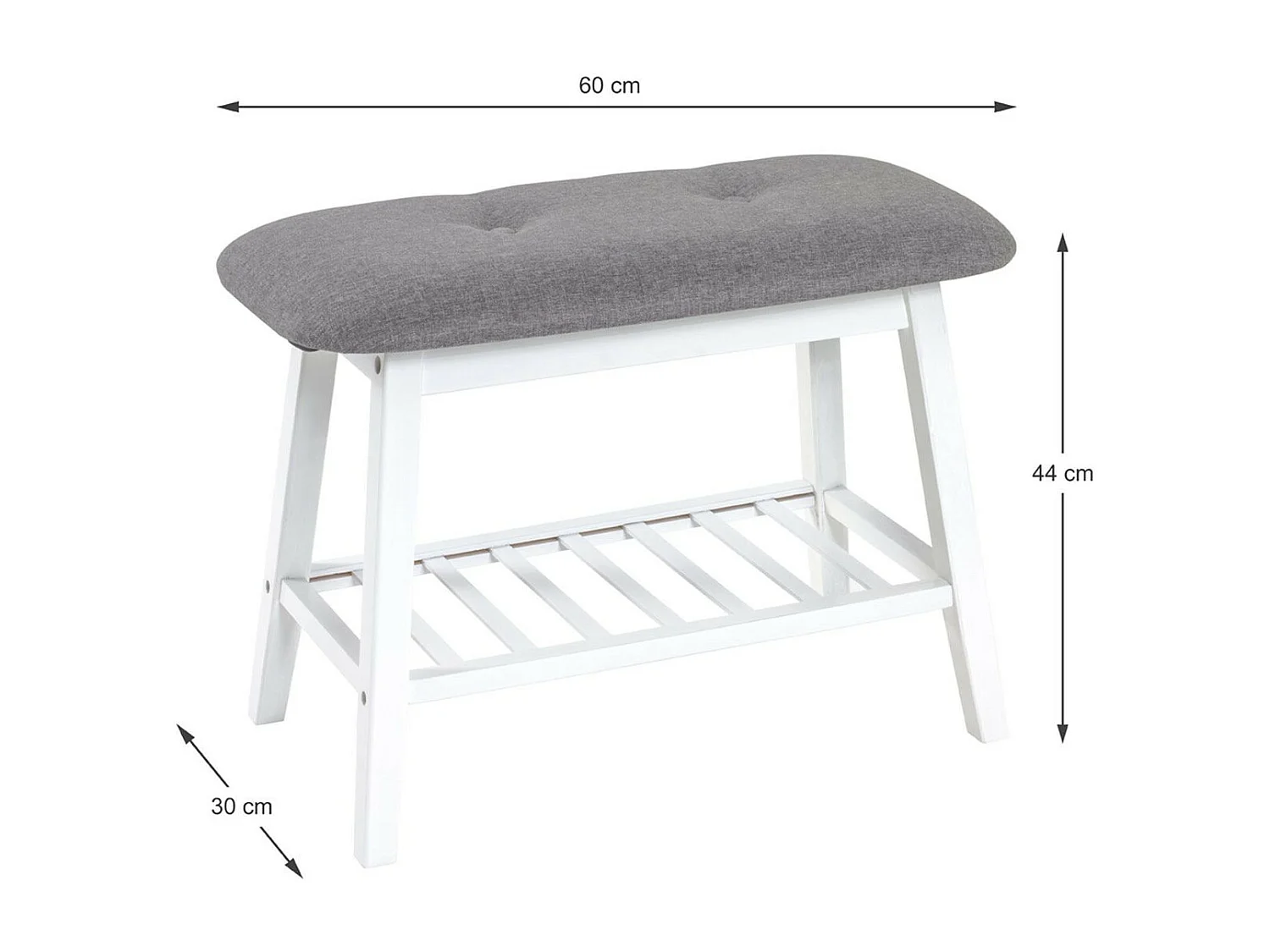 Range-Chaussures & Banc "Bambou" 60cm Blanc