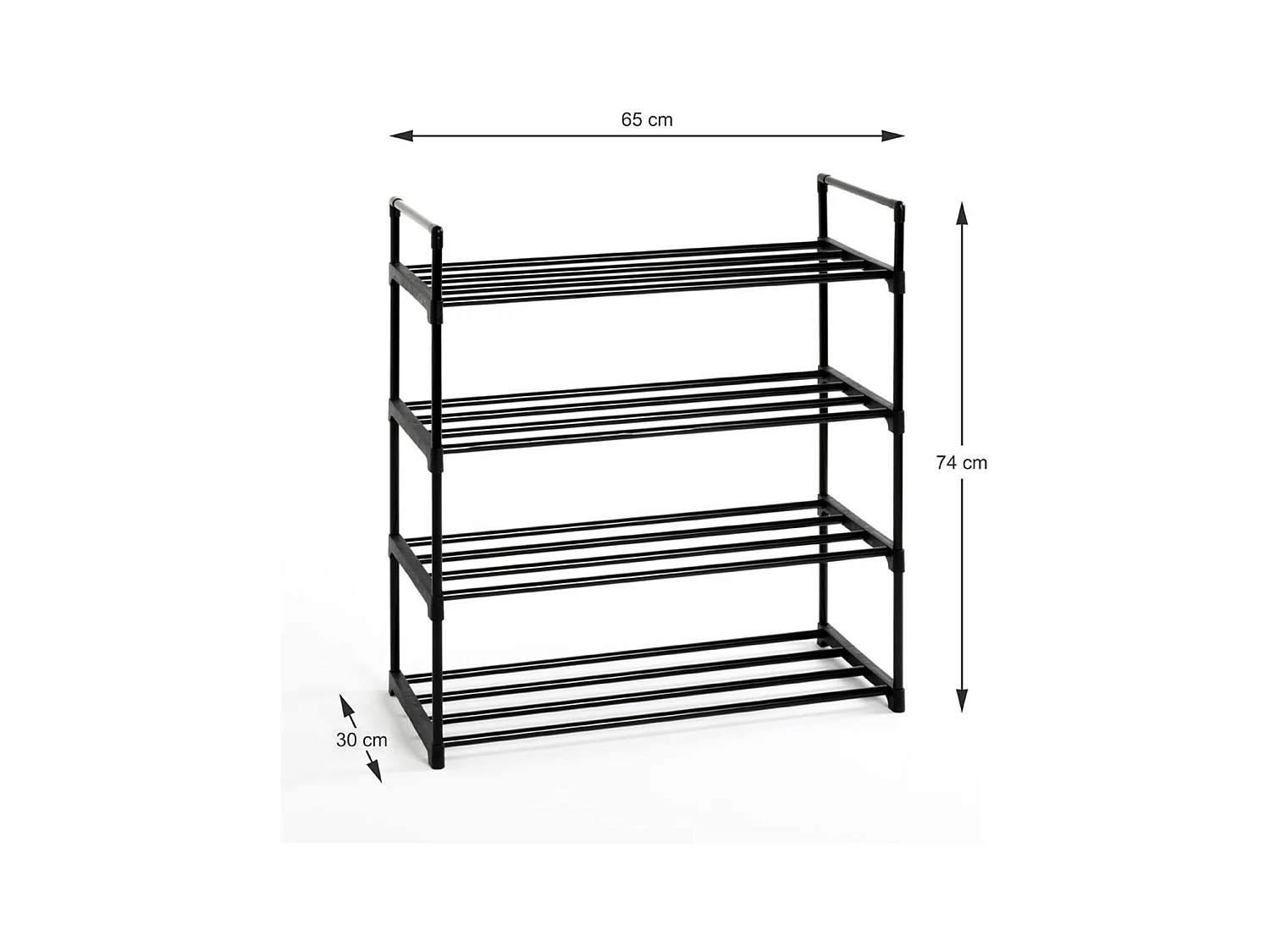 Étagère à Chaussures "4 Niveaux" 74cm Noir
